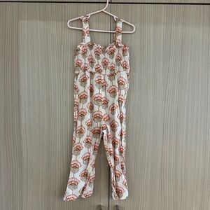 Zara Floral Romper - Cream, Orange, pink, green